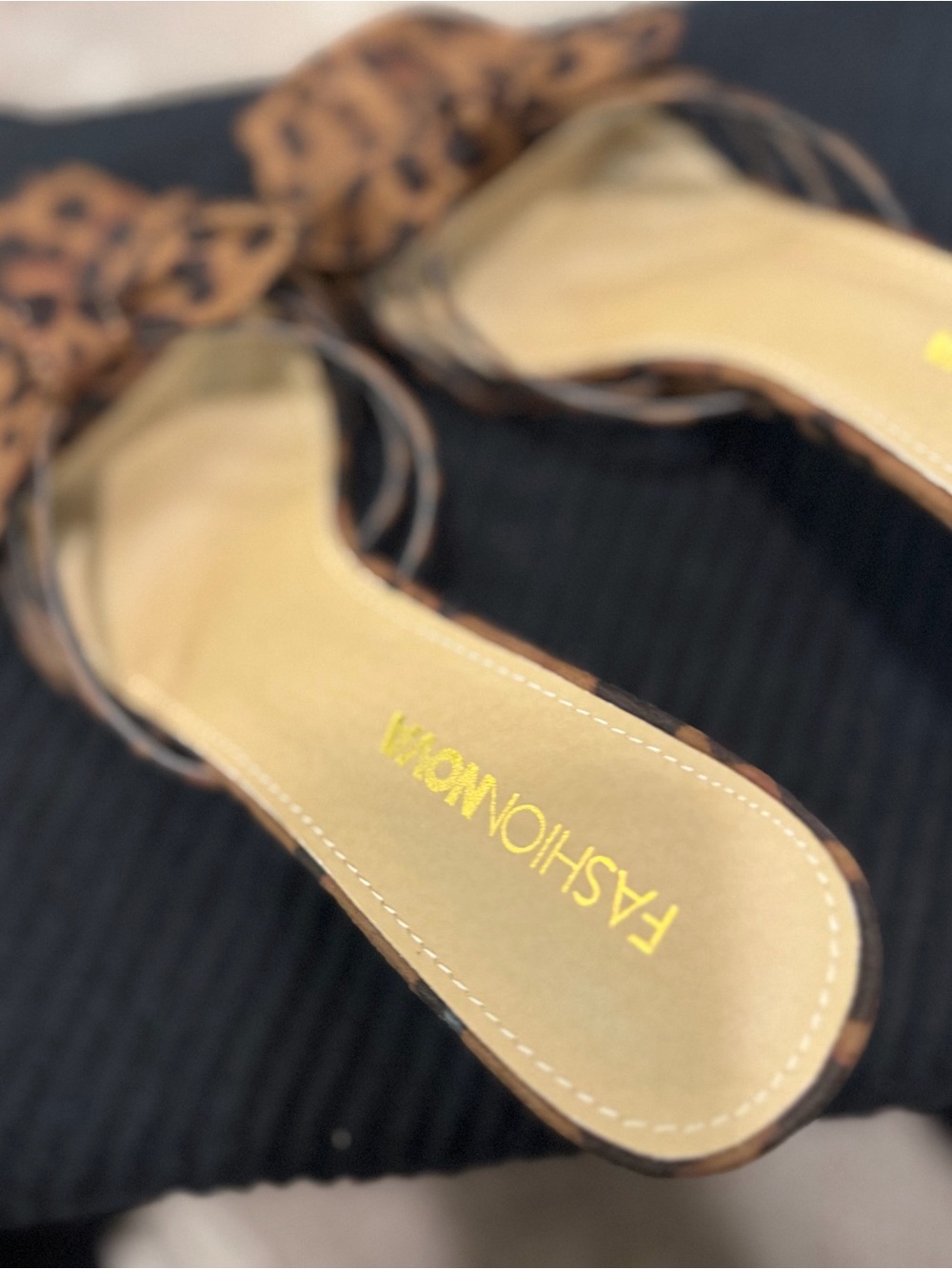 Fashion Nova Leopard Print Bow Sandals - Brown